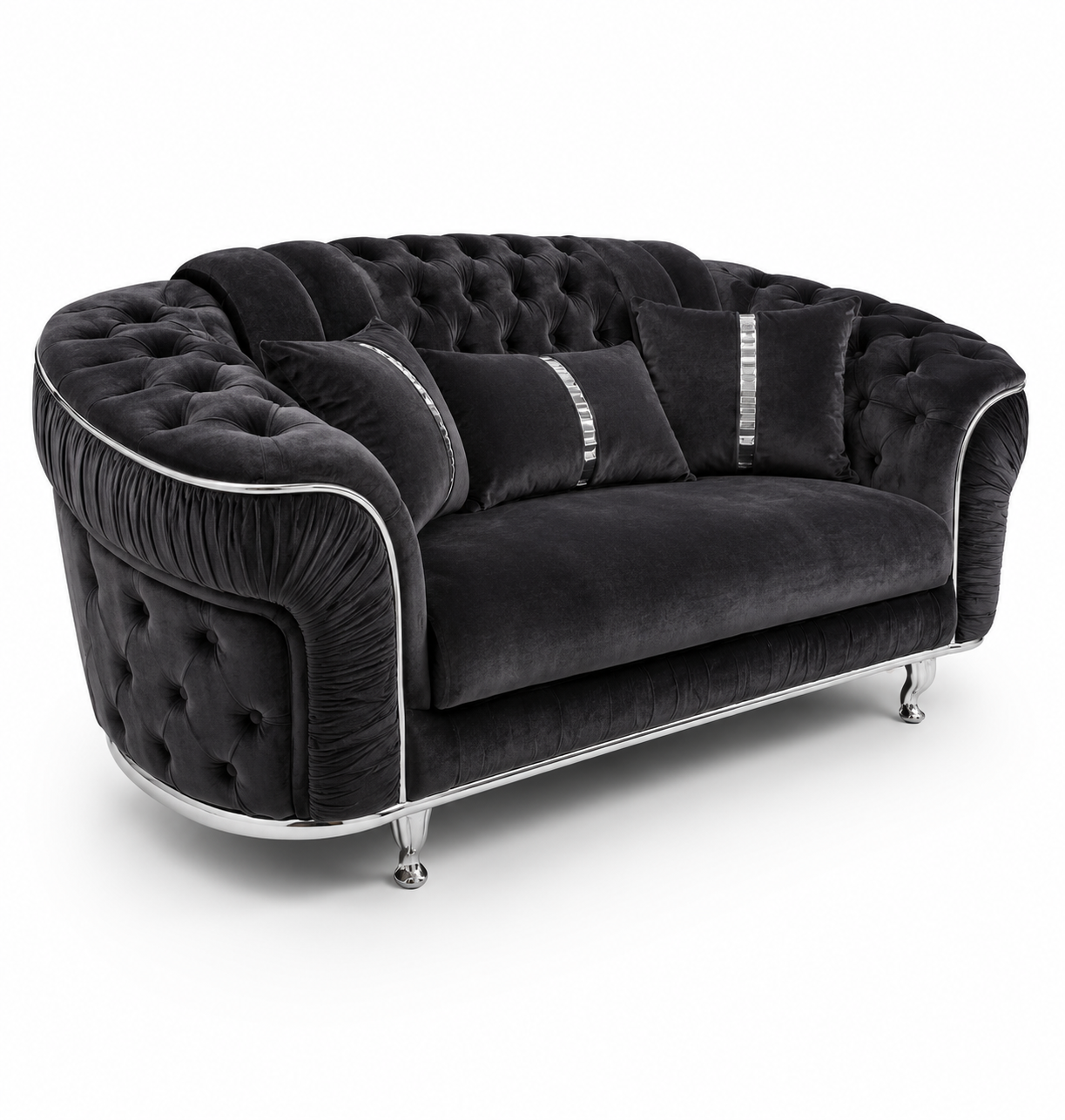 Madrid Chesterfield 3 Seater Plush Velvet Dark Grey Sofa - Luxury UK Living Room Showcase