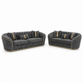 Madrid Chesterfield 3+2 Seater Chenille Dark Grey Sofa Set - Luxury UK Living Room Showcase