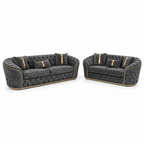 Madrid Chesterfield 3+2 Seater Chenille Dark Grey Sofa Set - Luxury UK Living Room Showcase