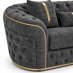 Madrid Chesterfield 3+2 Seater Chenille Dark Grey Sofa Set - Detailed Angle View 3