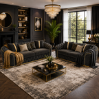 Madrid Chesterfield 3+2 Seater Jumbo Cord Dark Grey Sofa - Detailed Angle View 5
