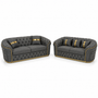Madrid Chesterfield 3+2 Seater Naples & Kinsington Dark Grey Sofa | Free UK Delivery
