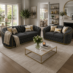 Madrid Chesterfield 3+2 Seater Naples & Kinsington Dark Grey Sofa - Detailed Angle View 5