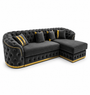 Madrid Chesterfield 4 Seater L-Shape Chaise Chenille Dark Grey Sofa | Free UK Delivery