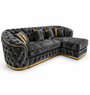 Madrid Chesterfield 4 Seater L-Shape Chaise Crush Velvet Dark Grey Sofa | Free UK Delivery