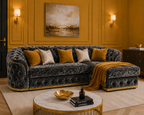 Madrid Chesterfield 4 Seater L-Shape Chaise Crush Velvet Dark Grey Sofa - Detailed Angle View 5