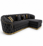 Madrid Chesterfield 4 Seater L-Shape Chaise Jumbo Cord Dark Grey Sofa | Free UK Delivery