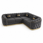 Madrid Chesterfield 5 Seater Corner Jumbo Cord Dark Grey Sofa | Free UK Delivery