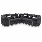 Madrid Chesterfield 5 Seater Corner Naples & Kinsington Dark Grey Sofa - Luxury UK Living Room Showcase