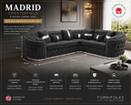 Madrid Chesterfield 5 Seater Corner Naples & Kinsington Dark Grey Sofa - Detailed Angle View 2