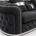Madrid Chesterfield 5 Seater Corner Naples & Kinsington Dark Grey Sofa - Detailed Angle View 4
