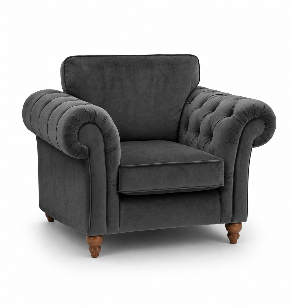 NICOLE 1 Seater Chenille Dark Grey Sofa | FurniFolks - Luxury UK Living Room Showcase