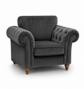 NICOLE 1 Seater Chenille Dark Grey Sofa | FurniFolks - Luxury UK Living Room Showcase