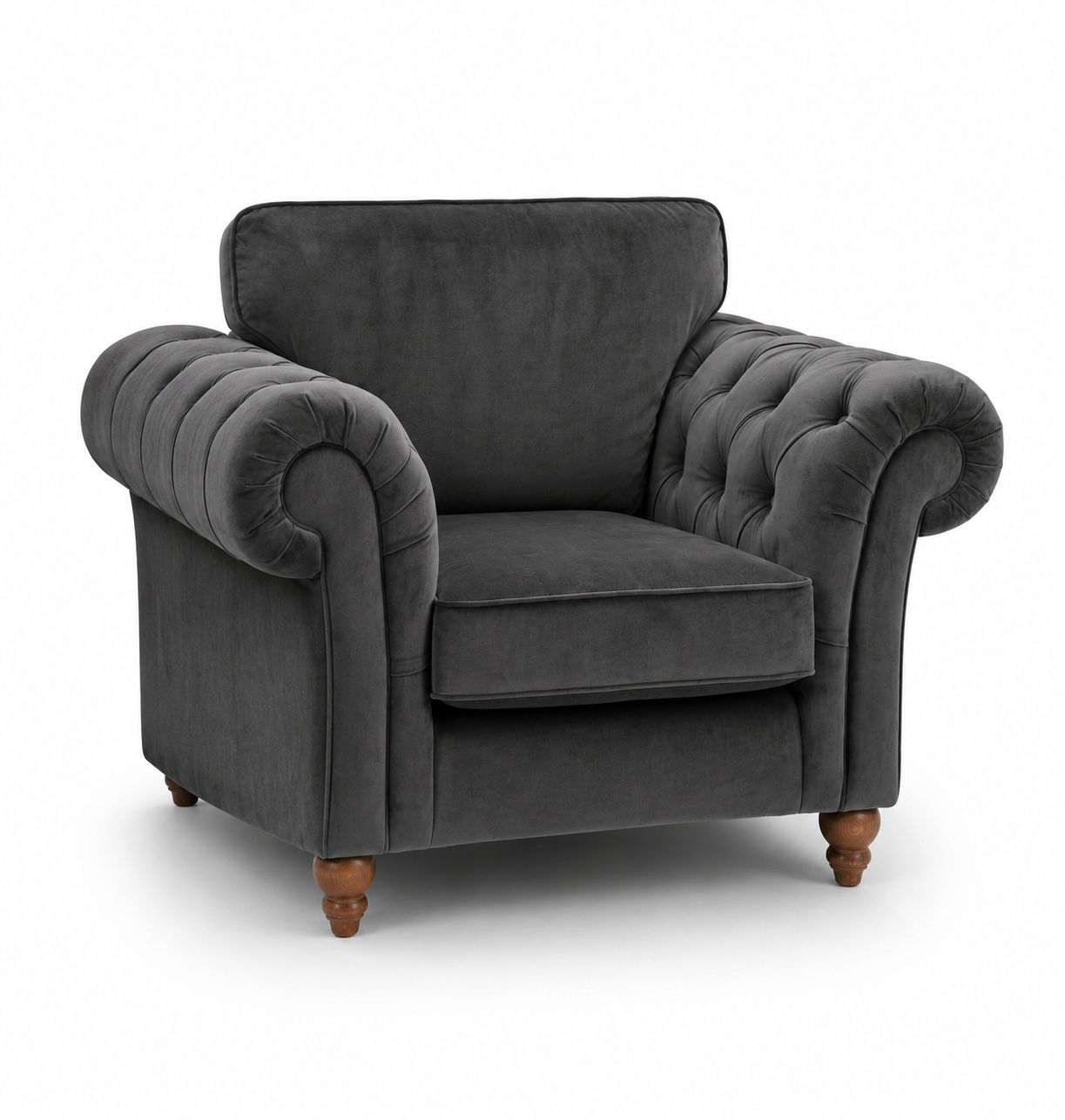 NICOLE 1 Seater Chenille Dark Grey Sofa | FurniFolks - Luxury UK Living Room Showcase