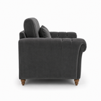 NICOLE 1 Seater Chenille Dark Grey Sofa | FurniFolks - Detailed Angle View 2