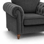 NICOLE 1 Seater Chenille Dark Grey Sofa | FurniFolks - Detailed Angle View 3
