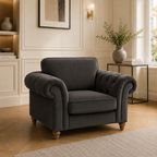 NICOLE 1 Seater Chenille Dark Grey Sofa | FurniFolks - Detailed Angle View 4