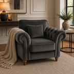 NICOLE 1 Seater Chenille Dark Grey Sofa | FurniFolks - Detailed Angle View 5