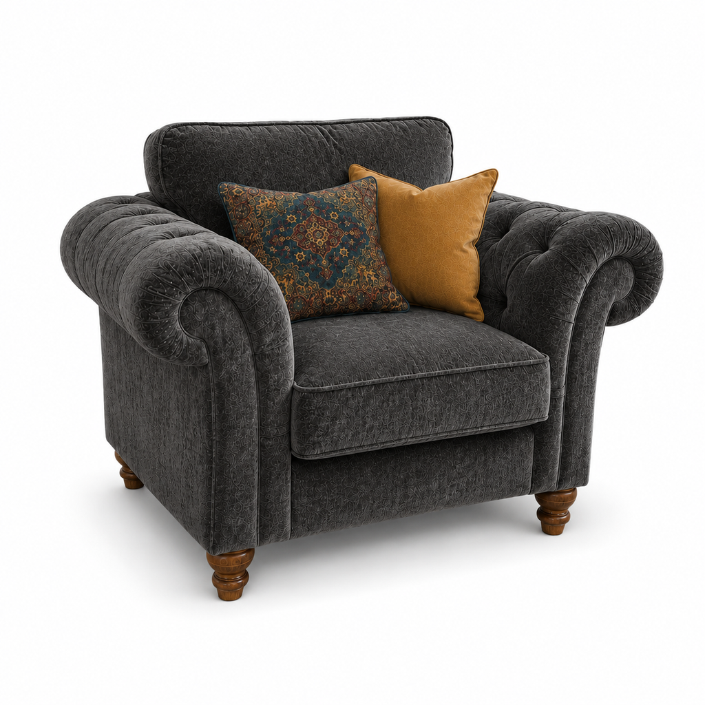 NICOLE 1 Seater Crush Velvet Dark Grey Sofa | FurniFolks - Luxury UK Living Room Showcase