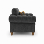 NICOLE 1 Seater Crush Velvet Dark Grey Sofa | FurniFolks - Detailed Angle View 2