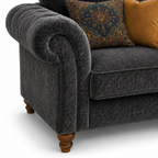 NICOLE 1 Seater Crush Velvet Dark Grey Sofa | FurniFolks - Detailed Angle View 3