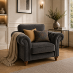 NICOLE 1 Seater Crush Velvet Dark Grey Sofa | FurniFolks - Detailed Angle View 5