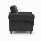 NICOLE 1 Seater Jumbo Cord Dark Grey Sofa | FurniFolks - Detailed Angle View 2