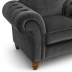 NICOLE 1 Seater Plush Velvet Dark Grey Sofa | FurniFolks - Detailed Angle View 3