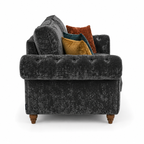 NICOLE 2 Seater Crush Velvet Dark Grey Sofa - Detailed Angle View 2