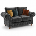 NICOLE 2 Seater Crush Velvet Dark Grey Sofa - Luxury UK Living Room Showcase