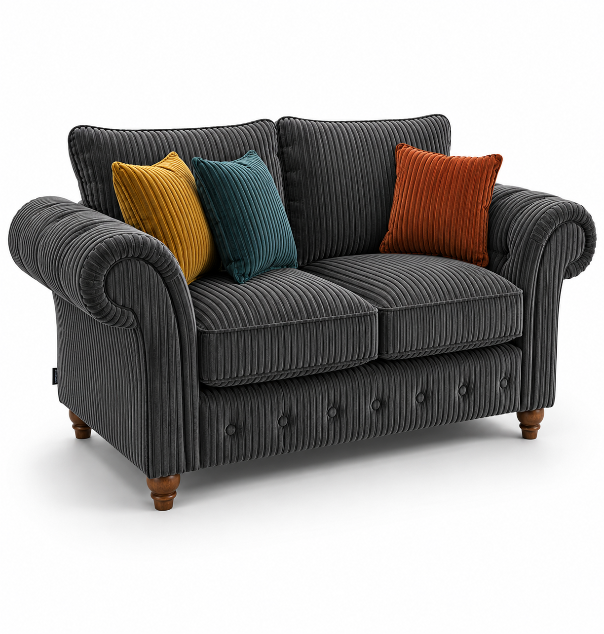 NICOLE 2 Seater Jumbo Cord Dark Grey Sofa - Luxury UK Living Room Showcase
