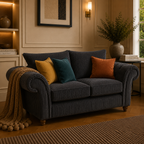 NICOLE 2 Seater Jumbo Cord Dark Grey Sofa - Detailed Angle View 5