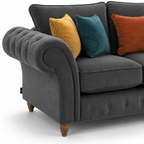 NICOLE 2 Seater Naples & Kensington Dark Grey Sofa - Detailed Angle View 3