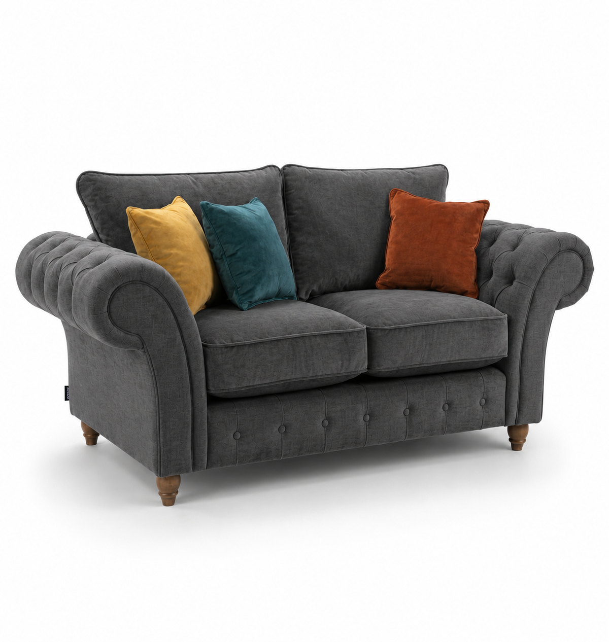 NICOLE 2 Seater Naples & Kensington Dark Grey Sofa - Luxury UK Living Room Showcase