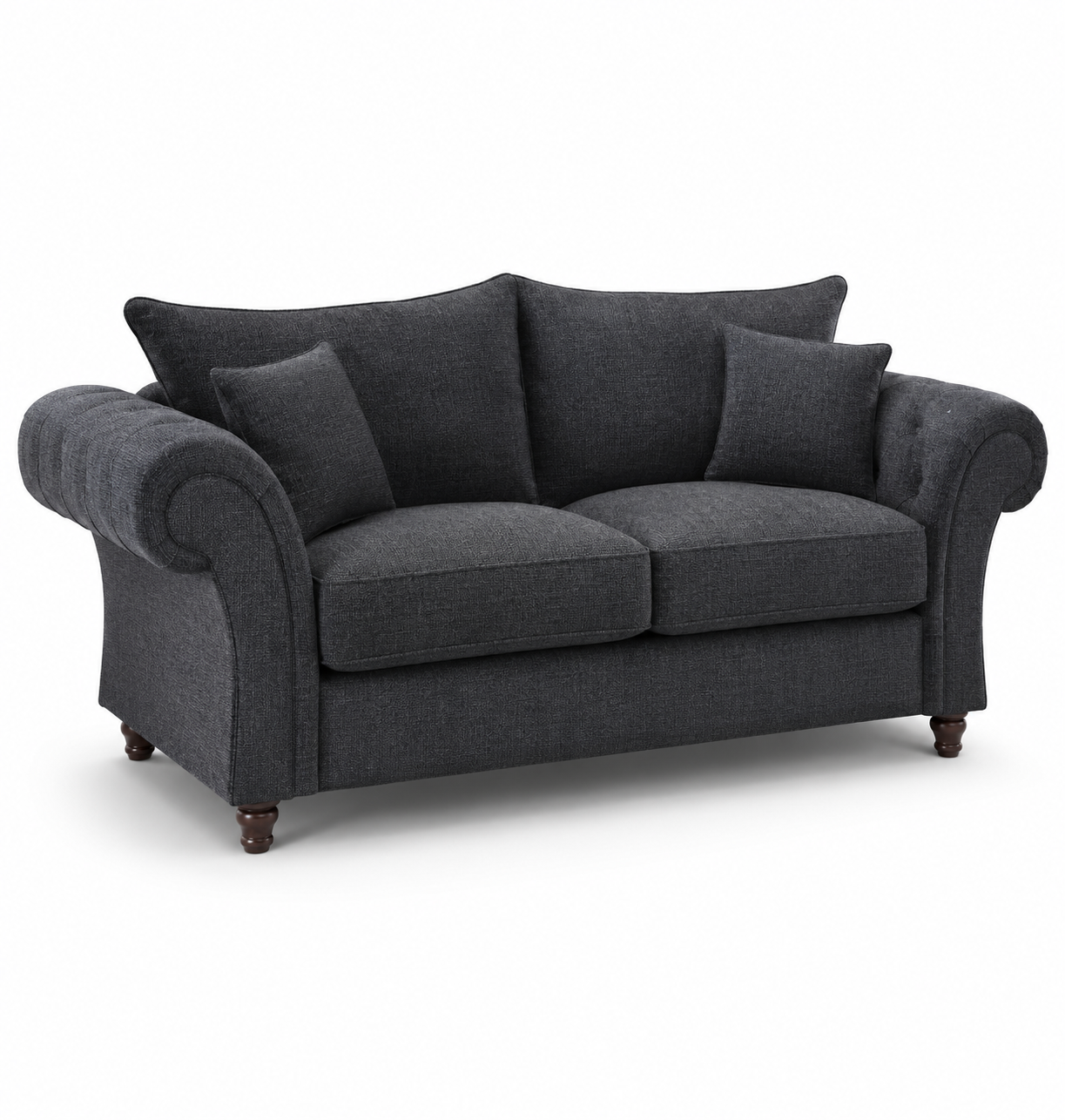 NICOLE 3 Seater Naples & Kensington Dark Grey Sofa - Luxury UK Living Room Showcase