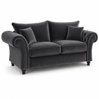 NICOLE 3 Seater Plush Velvet Dark Grey Sofa - Luxury UK Living Room Showcase