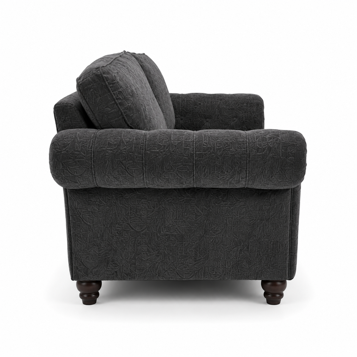 NICOLE 3+2 Seater Chenille Dark Grey Sofa - Detailed Angle View 2