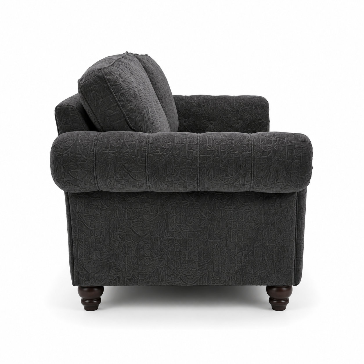 NICOLE 3+2 Seater Chenille Dark Grey Sofa - Detailed Angle View 2