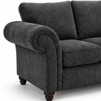 NICOLE 3+2 Seater Chenille Dark Grey Sofa - Detailed Angle View 3