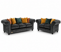 NICOLE 3+2 Seater Crush Velvet Dark Grey Sofa - Luxury UK Living Room Showcase