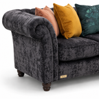 NICOLE 3+2 Seater Crush Velvet Dark Grey Sofa - Detailed Angle View 3