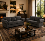 NICOLE 3+2 Seater Jumbo Cord Dark Grey Sofa - Detailed Angle View 5