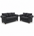NICOLE 3+2 Seater Jumbo Cord Dark Grey Sofa - Luxury UK Living Room Showcase