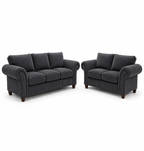 NICOLE 3+2 Seater Jumbo Cord Dark Grey Sofa - Luxury UK Living Room Showcase
