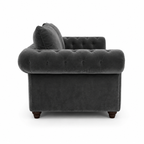 NICOLE 3+2 Seater Plush Velvet Dark Grey Sofa - Detailed Angle View 2