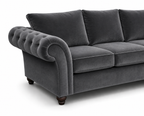 NICOLE 3+2 Seater Plush Velvet Dark Grey Sofa - Detailed Angle View 3