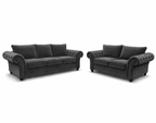 NICOLE 3+2 Seater Plush Velvet Dark Grey Sofa - Luxury UK Living Room Showcase