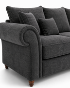 NICOLE 5 Seater Corner Chenille Dark Grey Sofa - Detailed Angle View 3