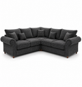 NICOLE 5 Seater Corner Chenille Dark Grey Sofa - Luxury UK Living Room Showcase