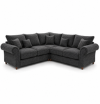 NICOLE 5 Seater Corner Chenille Dark Grey Sofa - Luxury UK Living Room Showcase